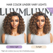 Luvme All-Day Comfort™ Wig Brown Highlight Deep Wave Glueless Minimalist HD Lace Curly Wig Pre-Cut Lace-19