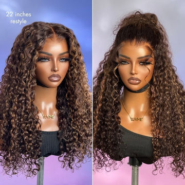 Luvme All-Day Comfort™ Wig PartingMax Brown Highlights Funmi Curly 7x6 Closure HD Lace Glueless Wig Pre Cut Lace-32