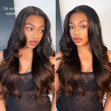 Luvme All-Day Comfort™ Wig Ombre Brown Layered Yaki Straight Glueless 7x6 Closure HD Lace Human Hair Long Wig Pre-Cut Lace-20