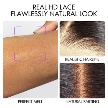 Blonde Highlight Short Curly Glueless Minimalist HD Lace Human Hair Wig-21