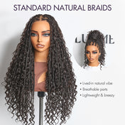 Special Deal | Flexi-Fit Invisi Drawstring Cap Full Lace Knotless Boho Curls Braided Long Wig Super Natural Scalp-28