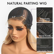 Brown Highlight Layered Haircut Wavy Glueless Minimalist HD Lace Wig Pre-Cut Lace-10