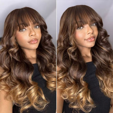 Luvme All-Day Comfort™ Wig Ombre Blonde Highlight Loose Body Wave Glueless 7x6 Closure HD Lace Human Hair Wig with Bangs Pre-Cut Lace-18