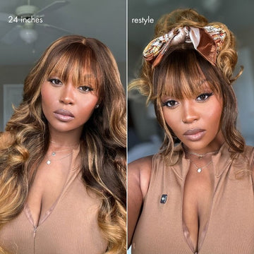 Luvme All-Day Comfort™ Wig Ombre Blonde Highlight Loose Body Wave Glueless 7x6 Closure HD Lace Human Hair Wig with Bangs Pre-Cut Lace-20