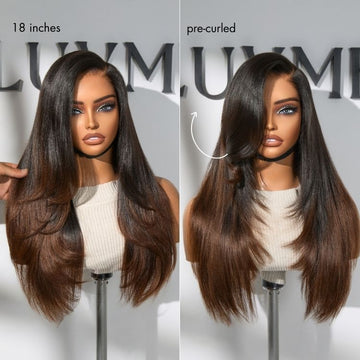 Luvme All-Day Comfort™ Wig Layered Light Yaki Straight / Loose Body Wave Glueless 7x6 Closure HD Lace Human Hair Wig Pre-Cut Lace-44