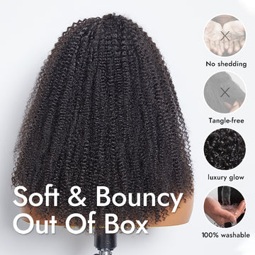 Natural Black Jerry Curly No Lace Glueless Free Part Long Headband Wig 100% Human Hair (Get Free Trendy Headbands)-10