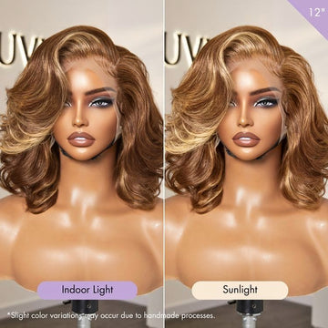 PreMax Wigs - Honey Blonde Highlight / Natural Black Bouncy Body Wave Glueless 13x4 Frontal Lace Human Hair Wig-14