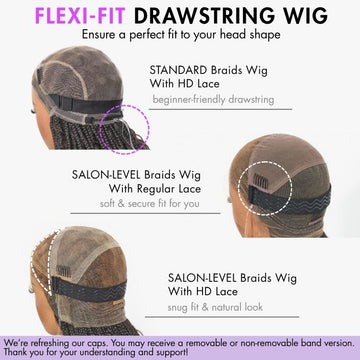 Flexi-Fit Invisi Drawstring Cap Full Lace Knotless Boho Curls Braided Long Wig Super Natural Scalp - US Only-18