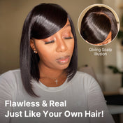 Swoop Bangs Breathable Cap Deep Left C Part Silky Straight Glueless 5x5 Closure Lace Bob Wig-02