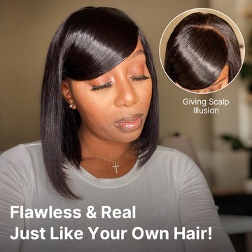 Swoop Bangs Breathable Cap Deep Left C Part Silky Straight Glueless 5x5 Closure Lace Bob Wig-02