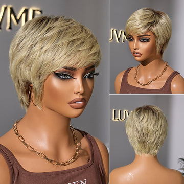 Trendy Pre-Colored Glueless Throw On & Go Short Pixie Cut Wig with Bangs Breathable Cap - US Only-09
