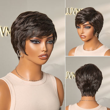 Mature Boss Glueless Throw On & Go Short Pixie Cut Wig with Bangs Breathable Cap - US Only-06