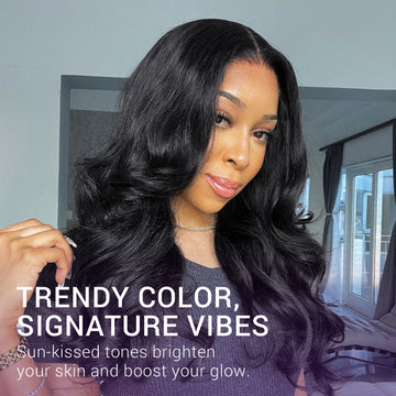 Jet Black Loose Body Wave Glueless 5x5 Closure Lace Wig 100% Human Hair-09
