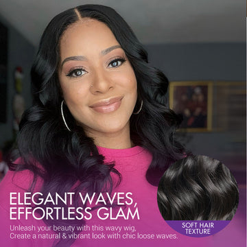 Jet Black Loose Body Wave Glueless 5x5 Closure Lace Wig 100% Human Hair-13