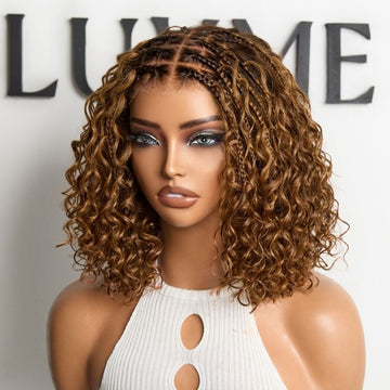 Readitress™ Boho Braids Deep Curly Glueless 5x5 Closure Lace with Braided Top Human Hair Wig Pre-Cut Lace-69