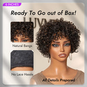 Beginner Friendly Throw On & Go Short Bouncy Curls with Bangs Glueless Wig 100% Human Hair - US Only-09