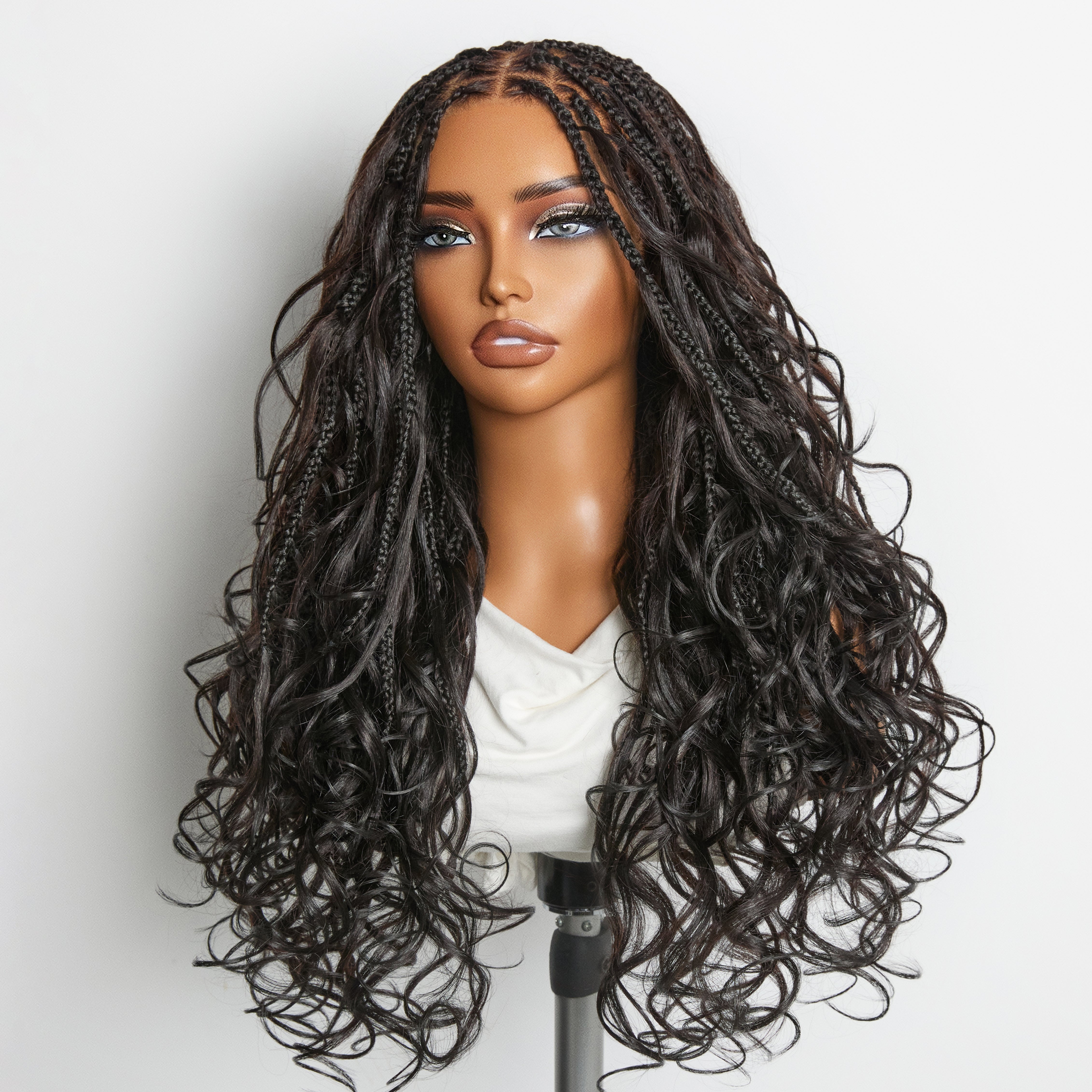 Readitress™ French Curl Knotless Boho Braids HD Full Lace Long Wig Flexi Fit Invisi Drawstring Cap - US Only-23