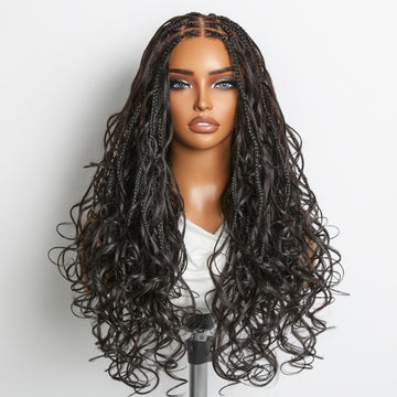 Readitress™ French Curl Knotless Boho Braids HD Full Lace Long Wig Flexi Fit Invisi Drawstring Cap - US Only-34