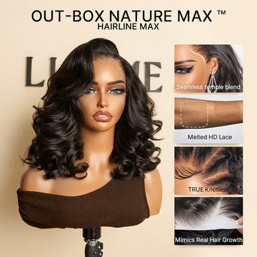 NatureMAX™ 200% Density Loose Wave Glueless 13x6 HD Lace Front Shoulder Length Wig Pre-Cut Lace Flexi-Fit Drawstring Cap-13