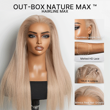 NatureMAX™ 180% Density Ash Blonde Silky Straight Glueless Ear-to-ear 13x4 HD Lace Front Wig Pre-Cut Lace Flexi-Fit Drawstring Cap-15