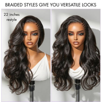 Side Braided Yaki Straight Glueless Ear-to-ear 13x6 Frontal HD Lace Wig Human Hair Flexi-Fit Drawstring Cap-02