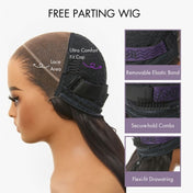 Side Braided Yaki Straight Glueless Ear-to-ear 13x6 Frontal HD Lace Wig Human Hair Flexi-Fit Drawstring Cap-06