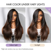 Luvme All-Day Comfort™ Wig 180% Density Ombre Brown Layered Light Yaki Straight Glueless 7x6 Closure HD Lace Human Hair Long Wig Pre-Cut Lace-30