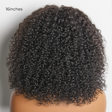 Beginner Friendly 220% Density Glueless 5x5 Closure Pre-Cut Lace Afro Curly Wig Flexi-Fit Drawstring Cap-13