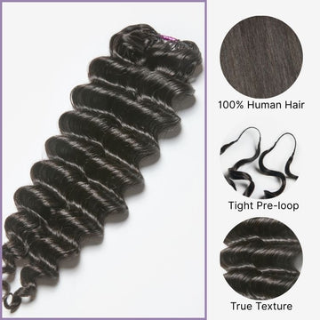 Pre-Separated Feather Crochet Human Hair Extensions Deep Wave Protective Style with Free Gifts-02