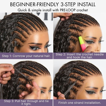 Pre-Separated Feather Crochet Human Hair Extensions Deep Wave Protective Style with Free Gifts-04