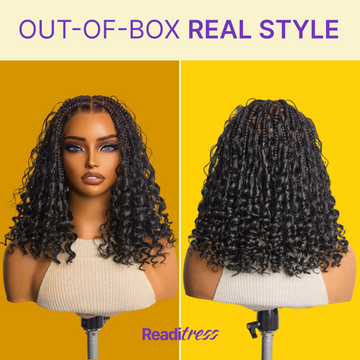 New Customers Only | HD Full Lace Knotless Boho Curls Braided Bob Wig Flexi Fit Invisi Drawstring Cap-09