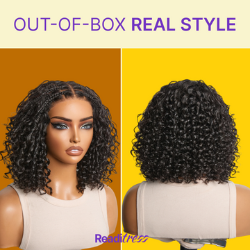 Tiktok Exclusive Deal | Boho Braids Deep Curly Glueless 5x5 Closure Lace with Braided Top Human Hair Wig Pre-Cut Lace-09