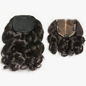 Body Wave Updo Hairpiece with Clip-In 5x5 Lace Closure Bangs and Drawstring Ponytail Quick & Easy-08