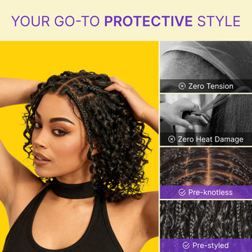 Tiktok Exclusive Deal | Boho Braids Deep Curly Glueless 5x5 Closure Lace with Braided Top Human Hair Wig Pre-Cut Lace-17