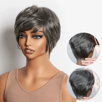 Throw On & Go Short Cut with Bangs Wig Ultra Comfort Cotton Cap Glueless Wig Hair Loss Friendly-19