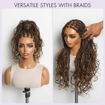Readitress™ French Curl Knotless Boho Braids HD Full Lace Long Wig Flexi Fit Invisi Drawstring Cap - US Only-28