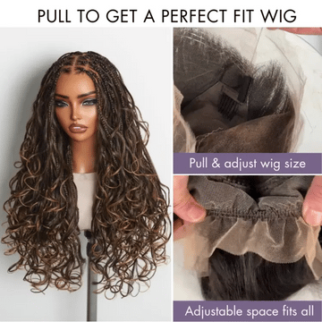 Readitress™ French Curl Knotless Boho Braids HD Full Lace Long Wig Flexi Fit Invisi Drawstring Cap - US Only-31