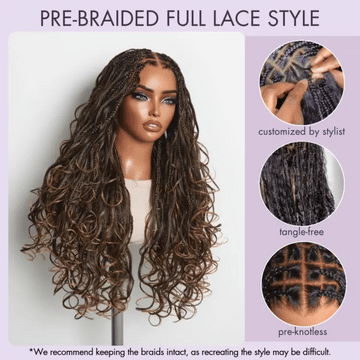 Readitress™ French Curl Knotless Boho Braids HD Full Lace Long Wig Flexi Fit Invisi Drawstring Cap - US Only-27