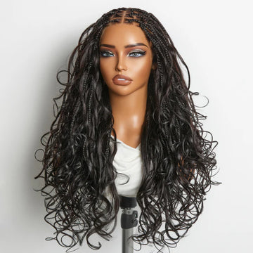 Readitress™ Ombre Honey Blonde French Curl Knotless Boho Braids HD Full Lace Long Wig Flexi Fit Invisi Drawstring Cap - US Only-43