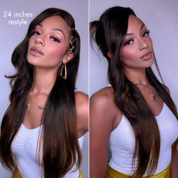 Luvme All-Day Comfort™ Wig 180% Density Ombre Brown Layered Light Yaki Straight Glueless 7x6 Closure HD Lace Human Hair Long Wig Pre-Cut Lace-33