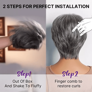 Salt & Pepper 100% Human Hair Short Pixie Cut Glueless Wig with Bangs Ultra Comfort Cotton Cap Hair Loss Friendly-13