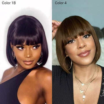 Glueless Short Bob Wig With Bangs