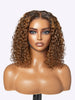 Brown Highlight / Natural Black / Blonde Highlight Deep Curly Glueless 5x5 Closure Pre-Cut Lace Wig Breathable Cap-19