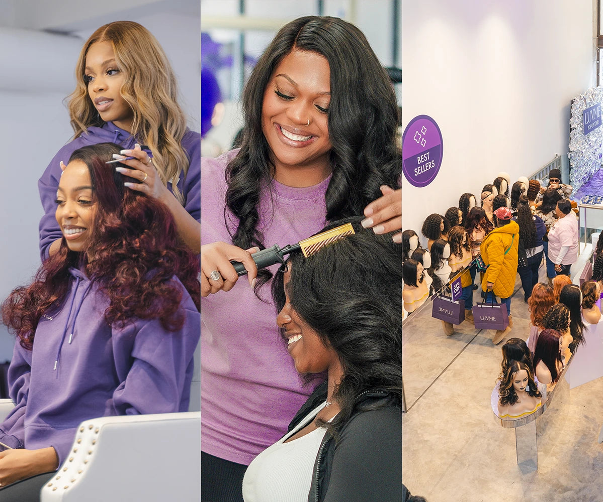 LUVME stylists sharing hands-on hair education