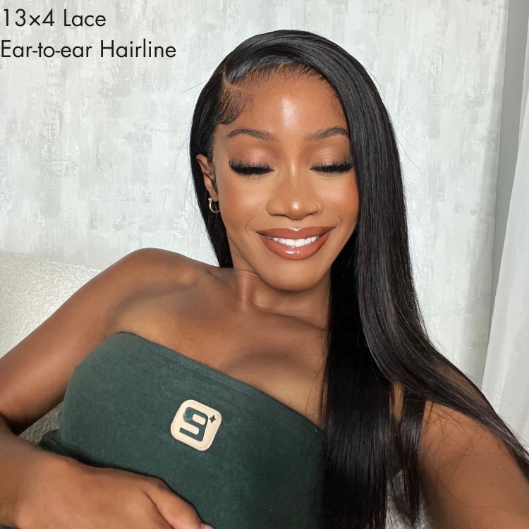 Silky Straight 13x4 Lace Frontal with 3 Bundles 100% Human Hair