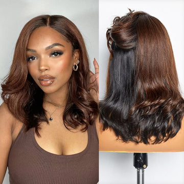 Limited Design | Brown with Black Peekaboo Loose Body Wave Glueless 5x5 Closure Lace Wig