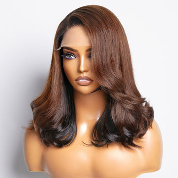 Limited Design | Brown with Black Peekaboo Loose Body Wave Glueless 5x5 Closure Lace Wig