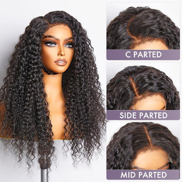 4C Edges | Kinky Edges Side Part Water Wave Glueless 5x5 Closure HD Lace Wig