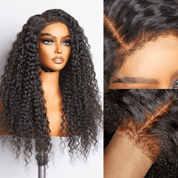 4C Edges | Kinky Edges Side Part Water Wave Glueless 5x5 Closure HD Lace Wig