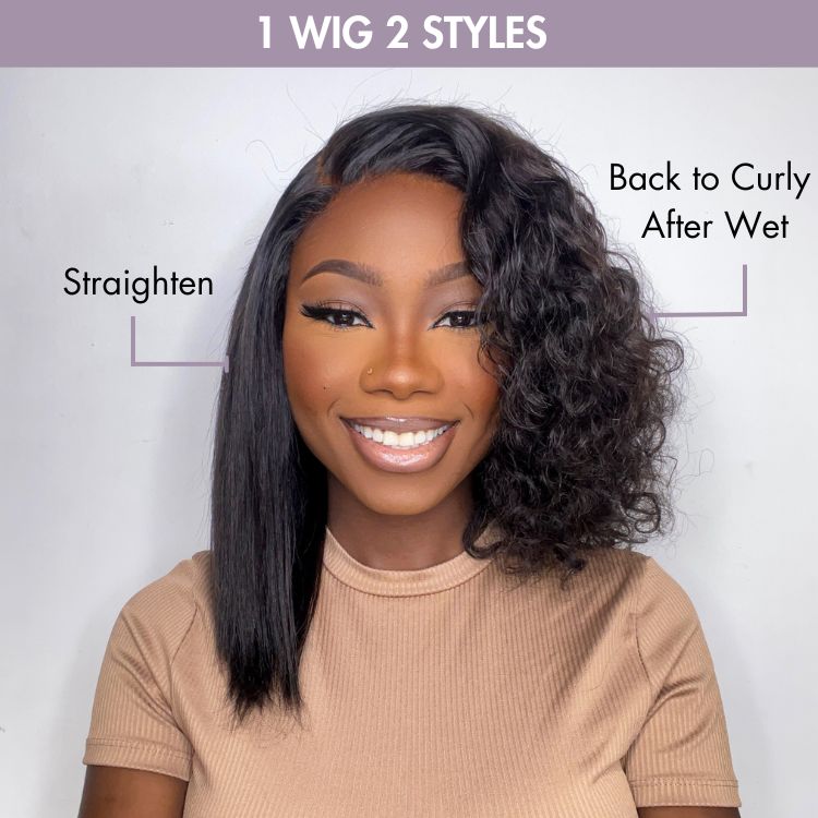 Wet and Wavy | Water Wave 4x4 Closure Lace Glueless Side Part Short Wig 100% Human Hair